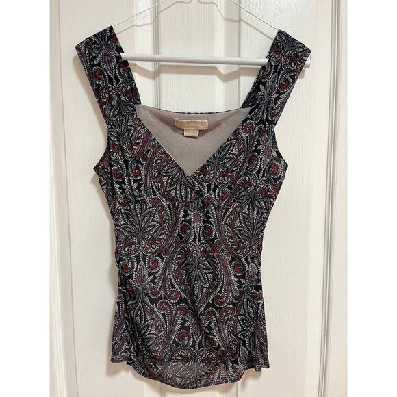 Y2K Babydoll Mesh Sheer Tank Top Paisley Slim Fitted Stretch Sz M - Picture 10 of 10